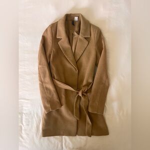 Tan H&M Polyester Wool Midi Coat